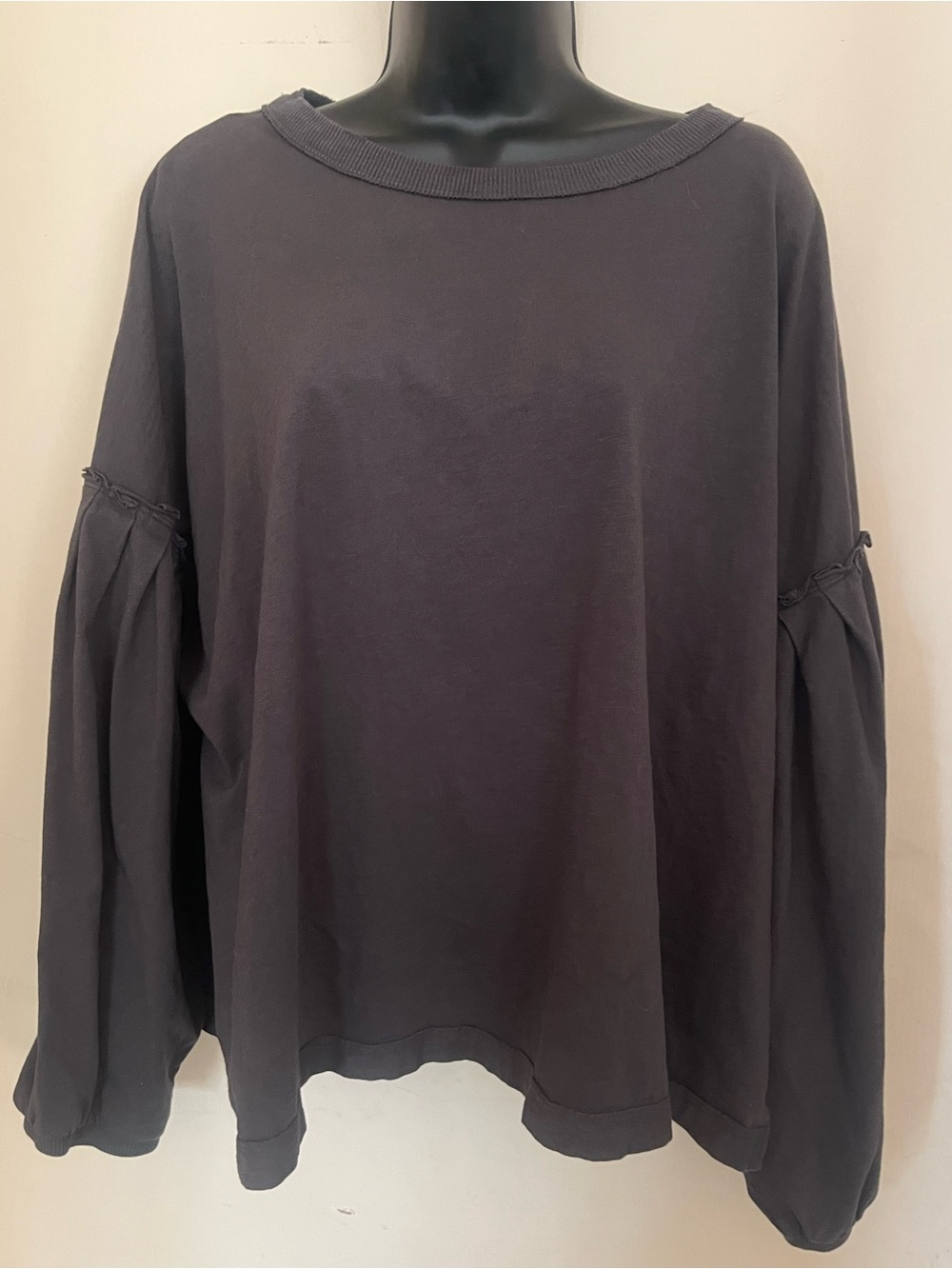 aerie Gray Balloon-Sleeve Pullover Shirt